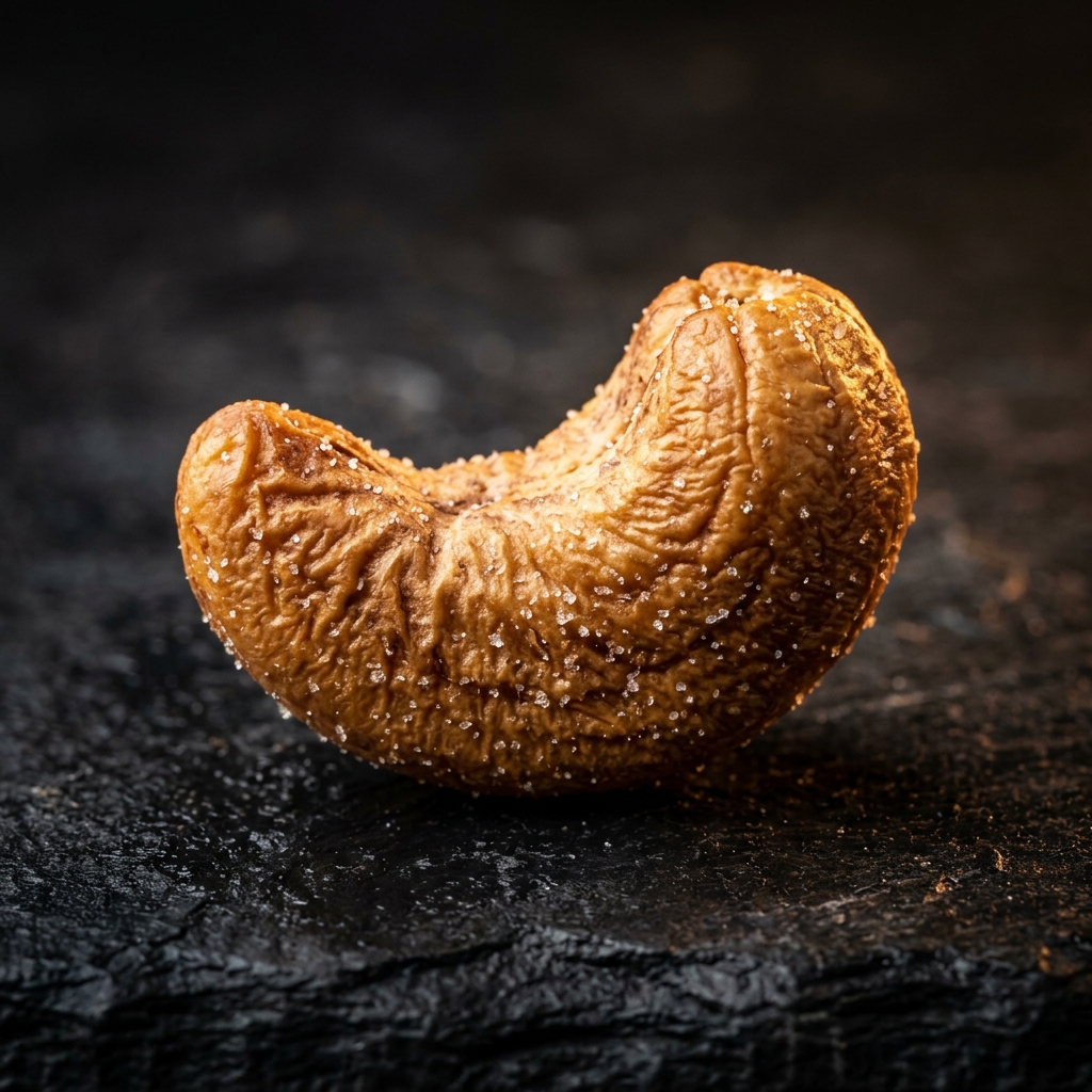 Extreme macro realistic roasted W180 King cashew with sea salt