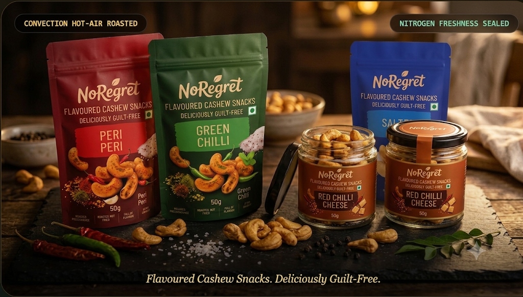 NoRegret Gourmet Roasted Cashew Pouches & Jars